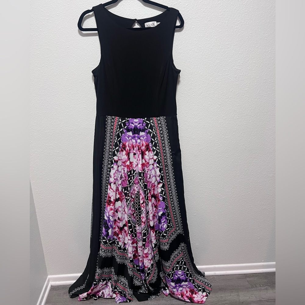 Eliza J Plus Size Black Pink White Floral Evening Gown Size 16
